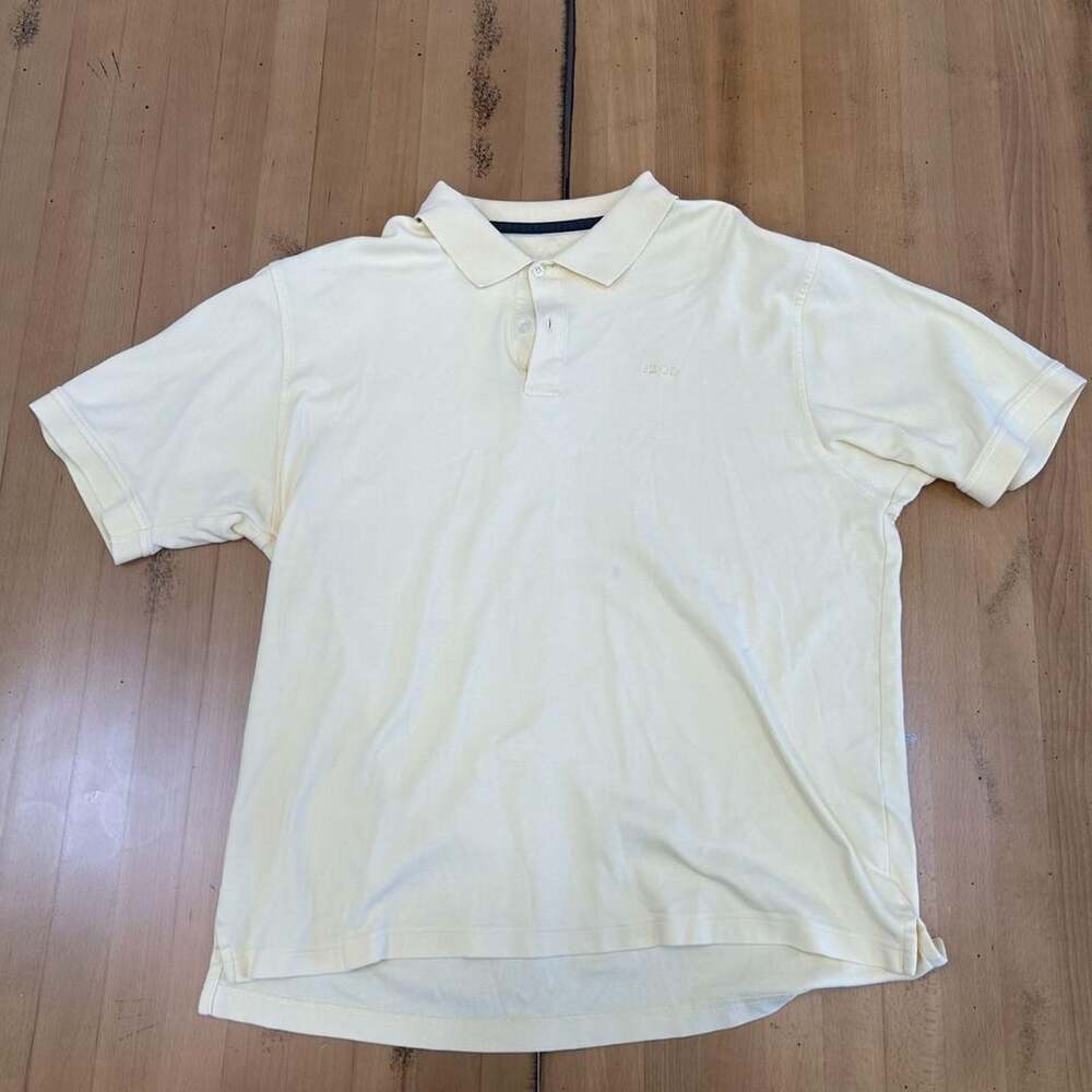 IZOD Polo Shirt Size L Cream Short Sleeve Pique Knit